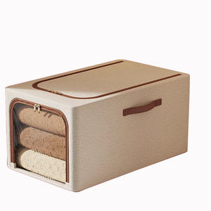 Caja organizadora de ropa, diseño rectangular con cremallera y ventana para uso en armario, color sólido, peso de 700g - Product Image 1