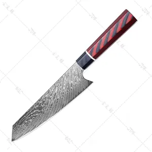 8 Zoll Kiritsuke Messer Damaskus Küchenmesser 67 Schichten Damast stahl mit G10 Griff Rot