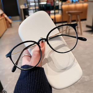 Lunettes anti-lumière bleue Qianai à monture ronde pour femmes, verres PC de taille moyenne, style coréen, monture fine, forme ovale - Product Image 3