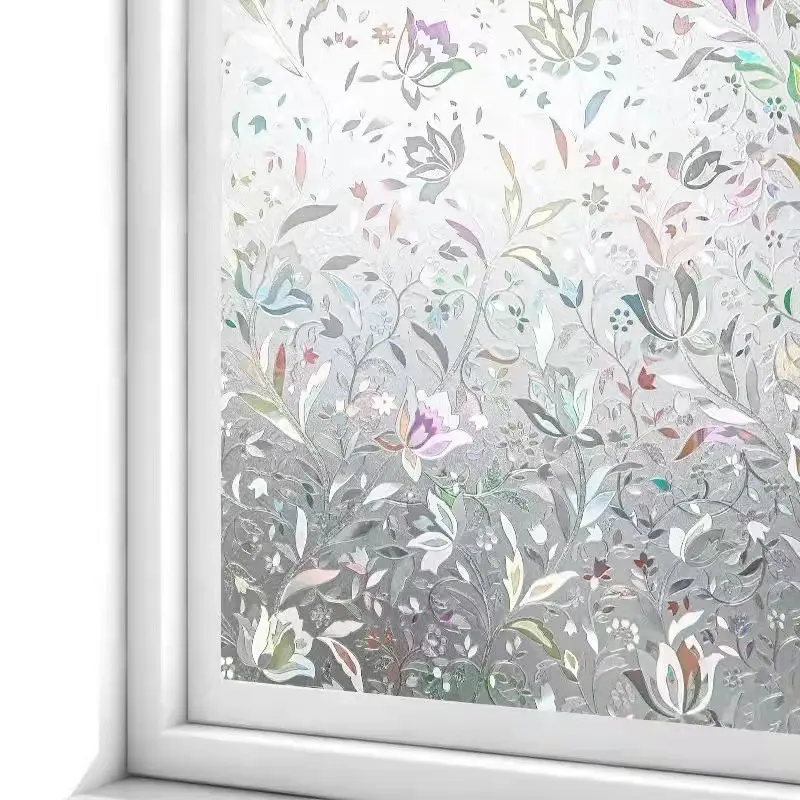 Raam Privacy Film Regenboog Raam Cling 3d Decoratieve Glas-In-Lood Raambekleding Statische Vasthouden Niet-Klevende Verwijderbare Film