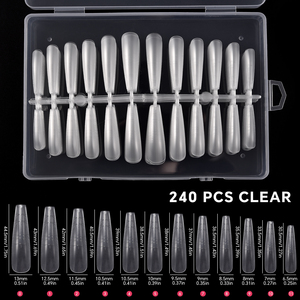 240 faux ongles à presser en ABS, couvrance totale, avec ligne de guidage française, finition mate, pour extension rapide et manucure - Product Image 5