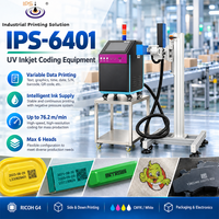 Machine d'impression UV haute vitesse IPS-6401, 76,2 m/min, imprimante jet d'encre piézoélectrique industrielle PIJ, 300 DPI, imprimante UV numérique, code QR métallique