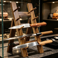 Support de rangement pour couteaux en bois, présentoir à couteaux de cuisine, pour cuisine, boutique, bureau, table à manger, 4 niveaux