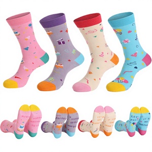 Cross-border Best-selling Plus-size <b>Women's</b> Crew <b>Socks</b> Spring Summer All-season Combed Cotton Breathable Geometric Pattern - Product Image 2