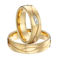 Mode brésilienne occidentale, bagues de fiançailles en acier inoxydable plaqué or 18 carats pour couples, ensembles de bagues pour filles, bague, anillos, eheringe