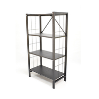 Étagère multifonctionnelle noire à 4 couches Installation facile Étagère pliante au sol Étagère de rangement domestique Pot Four Étagère de rangement pour micro-ondes