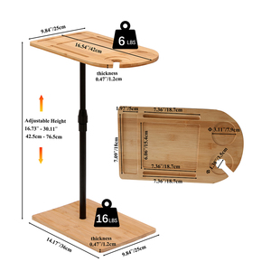 OVS Bambu <span class=keywords><strong>C</strong></span> Şekilli Kanepe Sehpası Yüksekliği Ayarlanabilir Tablet Yuvalı Şarap Tutucu ile Yatak Odası Oturma Odası için Kanepe Yan Sehpası - Product Image 4