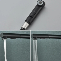 Robinet de cuisine noir moderne en acier avec douchette extractible pour lavabo, baignoire et bidet, avec fonction de pré-rinçage