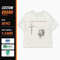 T-shirt oversize homme en coton 230g et polyester unisexe avec imprimés noirs et logo
