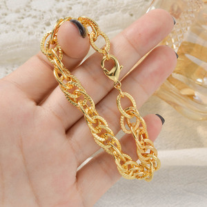 Pulsera de cobre de fábrica, moderna, texturizada, ovalada, antideslustre, chapada, unisex. - Product Image 3