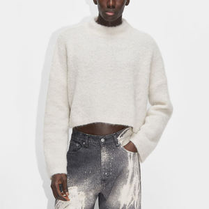 Logo personnalisé Oem Odm unisexe <span class=keywords><strong>pull</strong></span> court tricoté <span class=keywords><strong>pull</strong></span> de créateur hiver tricots <span class=keywords><strong>alpaga</strong></span> mohair <span class=keywords><strong>pull</strong></span> court moelleux pour hommes - Product Image 1