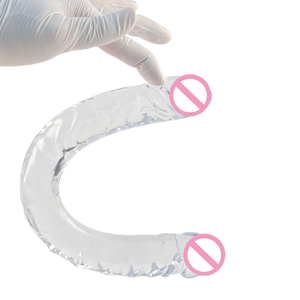 Dildo en Forma de U de Doble Cabeza de TPE de Alta Transparencia, Juguete Sexual Suave para Adultos, Directo de Fábrica, para Masturbación Lésbica, Impermeable y Realista - Product Image 1