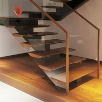Vente en gros Kit d'escaliers flottants d'intérieur de luxe modernes Escalier flottant moderne en acier et bois de haute qualité fabriqué sur mesure