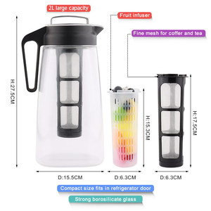Cafetière à froid en verre hermétique pour <span class=keywords><strong>café</strong></span> glacé et thé, infuseur à <span class=keywords><strong>café</strong></span> et à thé, cafetières à froid portables avec infuseur à fruits - Product Image 5