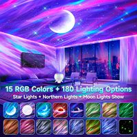 Projecteur d'aurores boréales 180 modes avec haut-parleur, 15 sons blancs, veilleuse galaxie étoilée télécommandée pour chambre à coucher