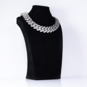 新入荷 シルバー プロングキューバンリンクチェーン ダイヤモンド ヒップホップ ジュエリー ネックレス - Product Image 3