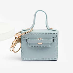 Gantungan kunci kulit PU Mini mewah Dompet cincin kunci mobil desainer gantungan kunci dompet koin penutup Earphone casing lembut tahan lama kualitas tinggi - Product Image 4