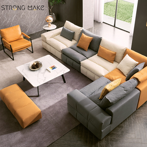 Venta al por mayor 2023 Estilo nórdico <span class=keywords><strong>casa</strong></span> <span class=keywords><strong>de</strong></span> tres plazas muebles <span class=keywords><strong>de</strong></span> sala <span class=keywords><strong>de</strong></span> estar 3 plazas salón Suite alta calidad cuero lujo sofá conjunto - Product Image 4