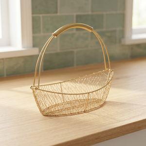 Handmade Metal <b>Storage</b> <b>Basket</b> <b>Round</b> Wire <b>Basket</b> Rustic Style for Living Room Neatening - Product Image 4
