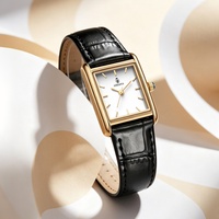 Montre à quartz pour femme AIMANA, design carré délicat, minimaliste, étanche, boîtier en alliage de zinc, bracelet en cuir, usage quotidien