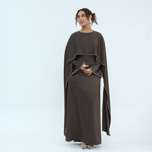 Robes en gros 2026 pour femmes, abaya musulmane de luxe à perles, abaya tendance pour l'Aïd, robe musulmane pour femmes, abaya unie de Dubaï, vêtements islamiques - Product Image 4