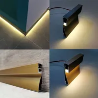 Barre de profilé en aluminium 1m 60/80mm, éclairage LED 2-en-1 combiné, plinthe métallique, canal pour bande LED rigide, lampe linéaire pour sol et mur