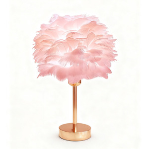 Feather <b>Table</b> <b>Lamp</b> USB Touch Control Gold <b>Base</b> LED Night Light For Bedroom Living Room Office Desk Decor - Product Image 5