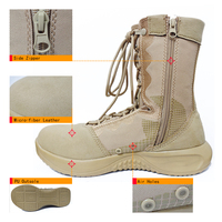 Bottes tactiques d'hiver légères en cuir microfibre avec fermeture éclair latérale, semelle en PU, haute tige, imperméables, pour la sécurité et le travail