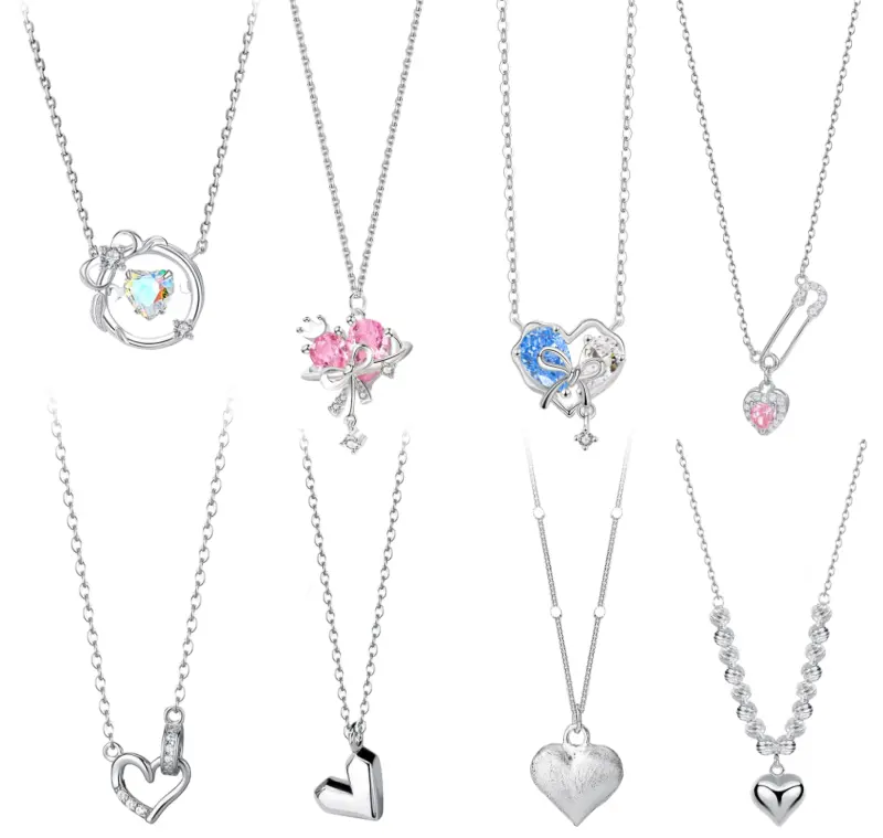 Design de mode coeur amour Original en argent Sterling éblouissant luciole collier femmes Premium Sense s925 collier en argent os bijoux