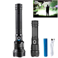 Lampe torche tactique de camping en plein air imperméable, lampe torche LED rechargeable par USB, puissante, 10 W, 1000 lumens, 5 modes, noire