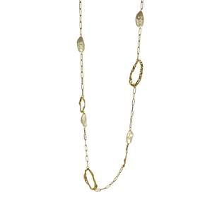 Collar de Perlas de Acero Inoxidable 316L con Baño de Oro PVD, Diseño de Cadena Larga, Sostenible y Resistente - Product Image 1