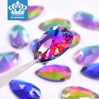 צורת דמעה באיכות גבוהה שני חורי Rhinestones FlatBack זכוכית לתפור על ריינסטון לחתונה שמלה