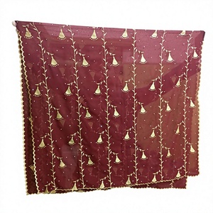 Chal de Chifón al por Mayor con Motivo de Enredadera Dorada, Bordado y Adornado con Borde Festoneado, para Vestidos de Novia, OEM ODM Personalizado - Product Image 3