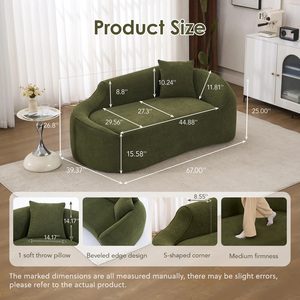 Vacuum Packed Curved Sofa, 2 Seater Size Boucle Fabric Curved Loveseat, Space Saving Vacuum Compression For Easy Shipping - Product Image 2