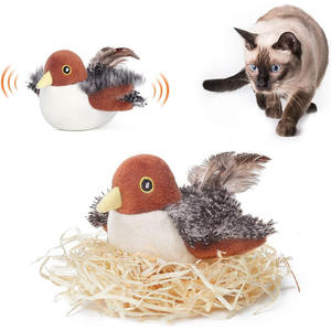 Jouets pour chats : Oiseau agitateur réaliste, siffleur d'herbe qui chante, jouet interactif rechargeable activé par le toucher pour chatons - Product Image 3