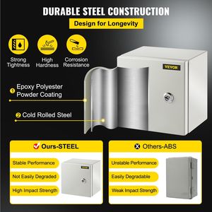 4X Steel <b>Electrical</b> Junction Box 8 X 6'' IP66 Waterproof Dustproof for Outdoor/Indoor Electronics <b>Instrument</b> Enclosures D0100HRS - Product Image 4