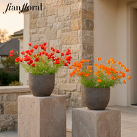 Fleurs artificielles en soie réaliste de 56 cm, bouquet de coquelicots artificiels, mini-buisson de coquelicot de Californie fait à la main