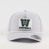 Gorra de Béisbol de 5 Paneles con Logotipo de PVC y Cuerda, Personalizada OEM BSCI, Impermeable, con Orificios Cortados con Láser, Gorras de Golf Deportivas, Estilo Dad Dot Dobby
