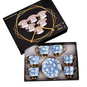 Juego de Tazas y Platos de Cerámica Estilo Árabe Europeo, Chapado en Oro, 6 Tazas y 6 Platos, en Caja de Regalo, para Fiestas - Product Image 4