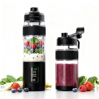 600ML Draagbare Blender, 6 SUS304 messen, Dubbele standen, LED-display, USB-C oplaadbaar, Vervangbare bodemkap, CE Rohs-Camping