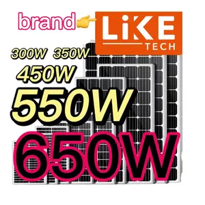 LikeTech 18V 36V 48V 150W 200W 250W 300W 330W 350W 400W 450W 500W 550W Whalf 셀 모노 크리스탈 태양 전지 패널