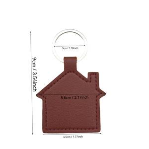 Leather House Shape Keychain Black Brown Beige Fashion <b>Key</b> <b>Ring</b> Irregular Design - Product Image 6