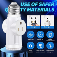 Adaptateur de prise de lumière à prise E26/E27 2/3 Prong Convertisseur de prise d'ampoule