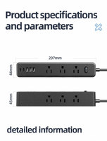 Güç Şeridi Aşırı Gerilim Koruyucu 8 AC Priz 3 USB 10m Uzatma Kablosu Düz Fiş 20A 110-250V Standart Topraklama Masaüstü Şarj Cihazı