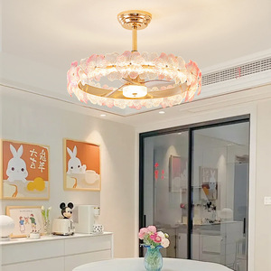 Modern Luxury LED Fan Pendant Light Newly Designed All Copper Motor Crystal Three Colors Six Gears Remote Control Living Room - Product Image 3