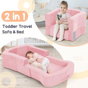 <b>Kids</b> Folding Foam <b>Sofa</b> Bed 20mm Thick Pink Foldable Contemporary Design For Toddlers And Babies - Product Image 2