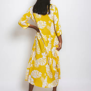 <span class=keywords><strong>Vestido</strong></span> Maxi <span class=keywords><strong>Hawaiano</strong></span> de rayón prelavado personalizado de alta calidad <span class=keywords><strong>para</strong></span> <span class=keywords><strong>mujer</strong></span> estilo informal con botones en V profundo - Product Image 5