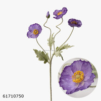 Bunga Poppy Sutra Buatan Realistis Tangkai Tunggal Ungu 60cm, Laris Manis, untuk Hari Ibu, Paskah, Gaya Eropa
