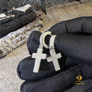 Pendientes de tuerca con forma de cruz de moissanita chapados en oro de plata de ley 925, estilo hip hop, los más vendidos para hombre, al por mayor, para dropshipping - Product Image 3
