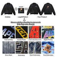 Blouson Bomber Unisexe Noir à Motifs Floraux Style MA-1 Brodé Imperméable Coupe-Vent Rembourré avec Fermeture Éclair Veste Formelle d'Automne ODM
